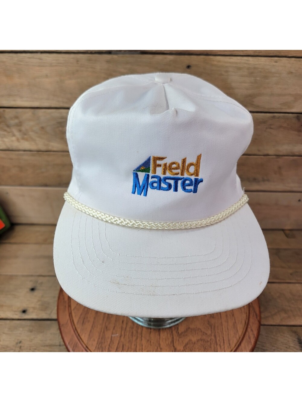 Vintage Field Master Snapback Hat White Rope Trucker Cap
